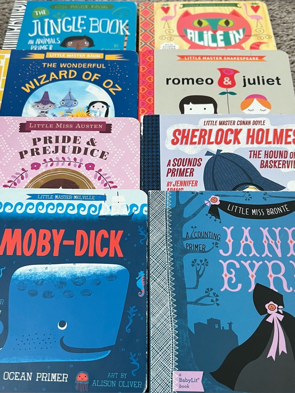 BabyLit illustrated board books featuring classic tales. Jungle Book Jane Eyre